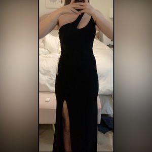 black asymmetrical long dress